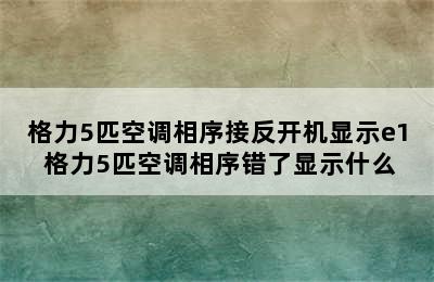 格力5匹空调相序接反开机显示e1 格力5匹空调相序错了显示什么